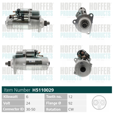 Starter H5110029 HOFFER