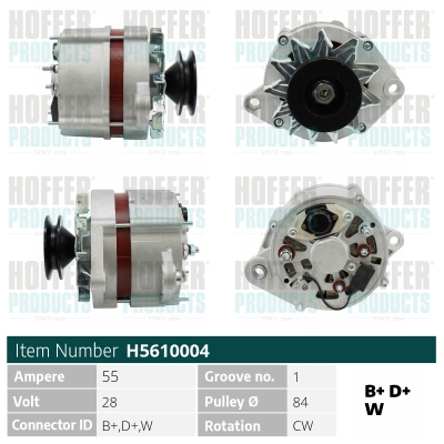 Generator / Alternator H5610004 HOFFER