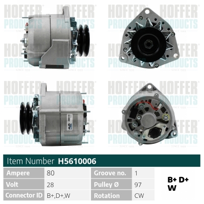Generator / Alternator H5610006 HOFFER
