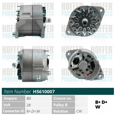 Generator / Alternator H5610007 HOFFER