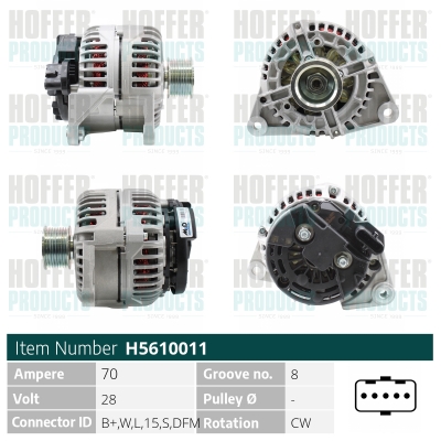 Generator / Alternator H5610011 HOFFER