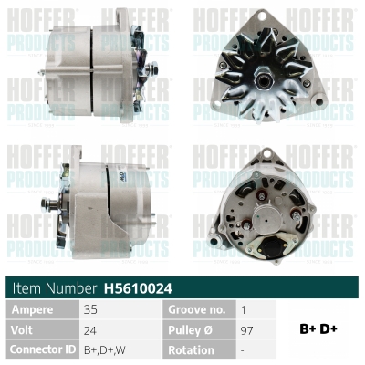 Generator / Alternator H5610024 HOFFER