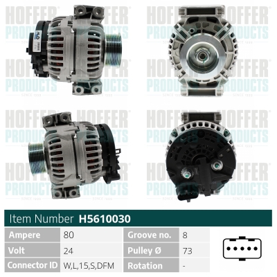 Generator / Alternator H5610030 HOFFER