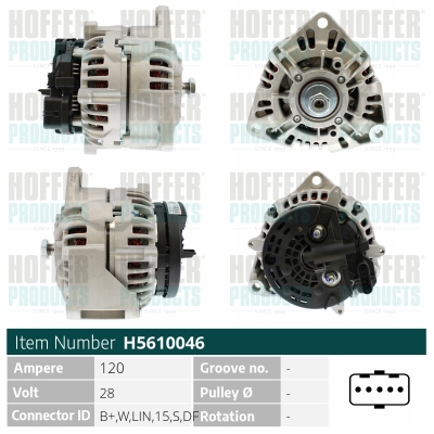 Generator / Alternator H5610046 HOFFER