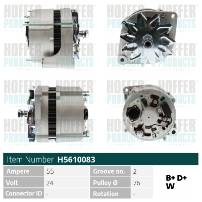 Generator / Alternator H5610083 HOFFER