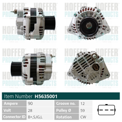 Generator / Alternator H5635001 HOFFER