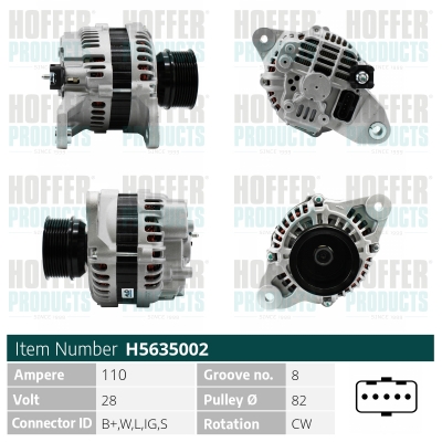 Generator / Alternator H5635002 HOFFER