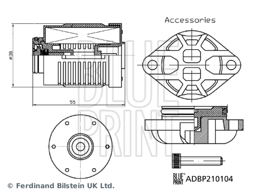 Filtru hidraulic, cuplare cu lamele tracţiune integrală ADBP210104 BLUE PRINT