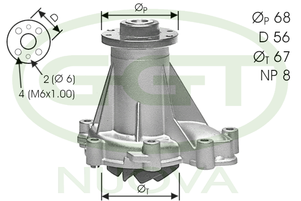 Pompă de apă, răcire motor PA10516 GGT