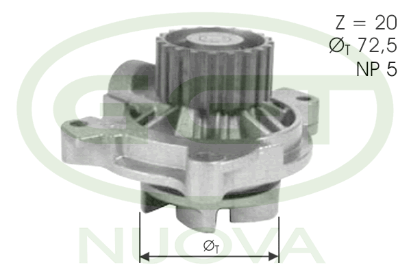 Pompă de apă, răcire motor PA10775 GGT