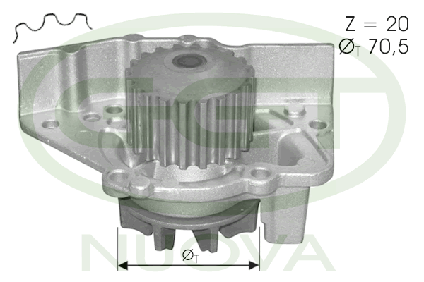 Pompă de apă, răcire motor PA12048 GGT