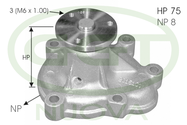 Pompă de apă, răcire motor PA12613 GGT