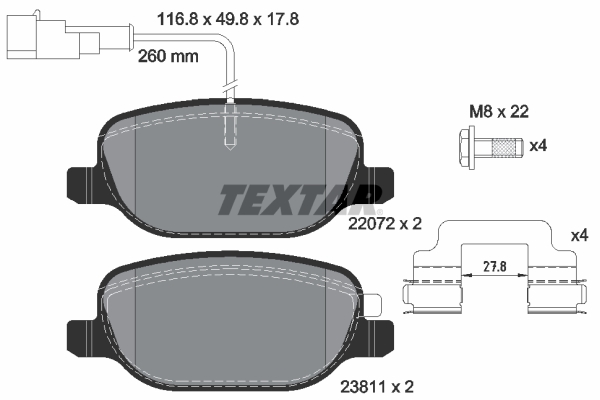 set placute frana,frana disc 2207201 TEXTAR