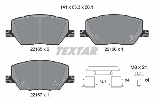 Set placute frana,frana disc 2216503 TEXTAR