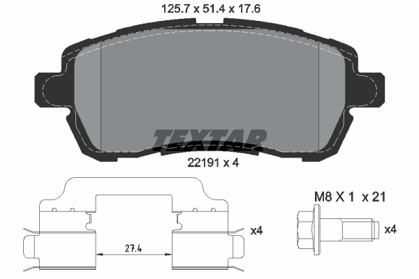 Set placute frana,frana disc 2219103 TEXTAR