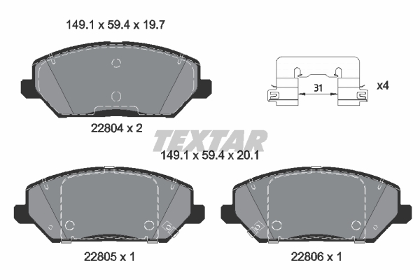 Set placute frana,frana disc 2280401 TEXTAR