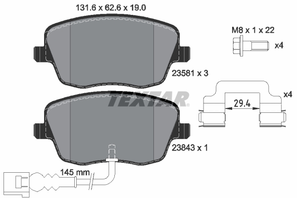 Set placute frana,frana disc 2358102 TEXTAR