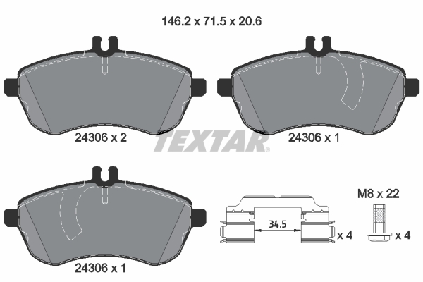 Set placute frana,frana disc 2430601 TEXTAR