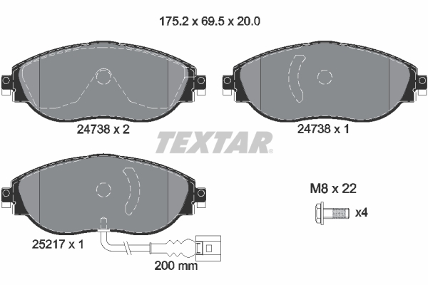 Set placute frana,frana disc 2473801 TEXTAR