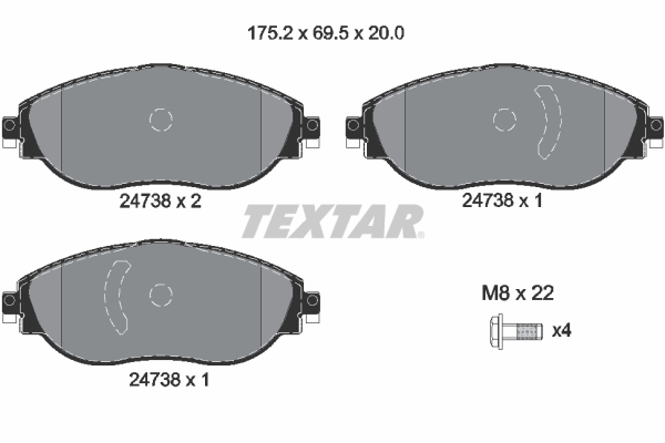 Set placute frana,frana disc 2473806 TEXTAR