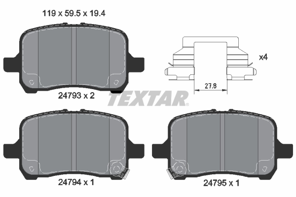 set placute frana,frana disc 2479301 TEXTAR