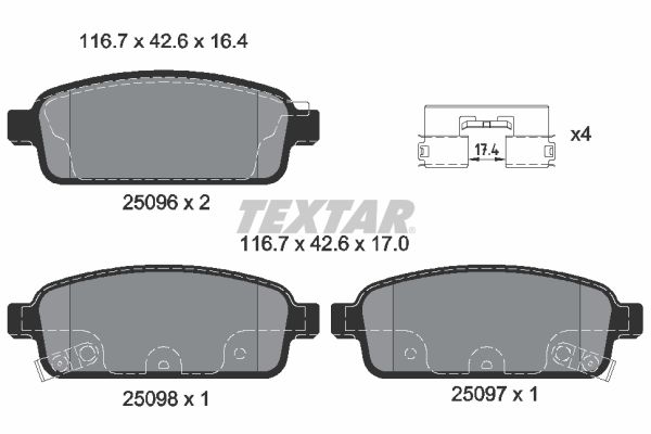 Set placute frana,frana disc 2509602 TEXTAR