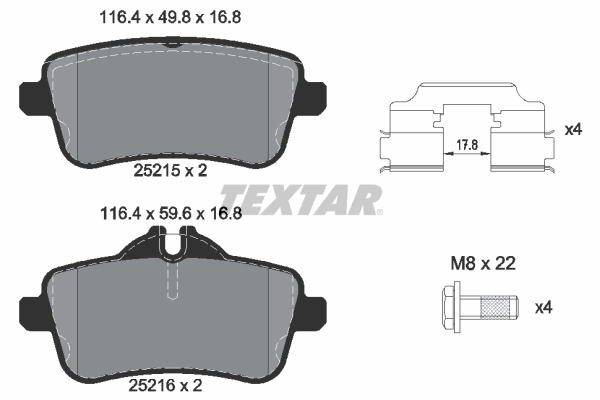 Set placute frana,frana disc 2521505 TEXTAR