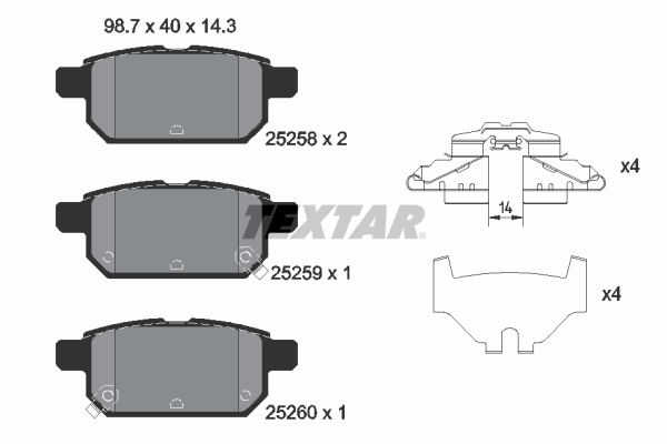 Set placute frana,frana disc 2525801 TEXTAR