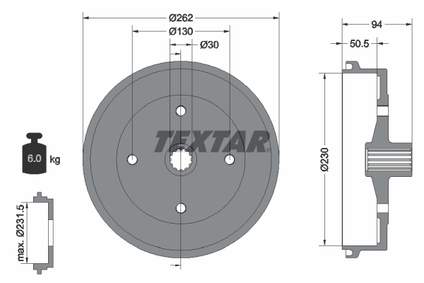 Tambur frana 94004700 TEXTAR