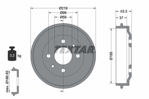 Tambur frana 94006400 TEXTAR
