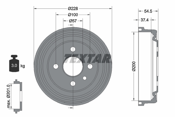 Tambur frana 94007800 TEXTAR
