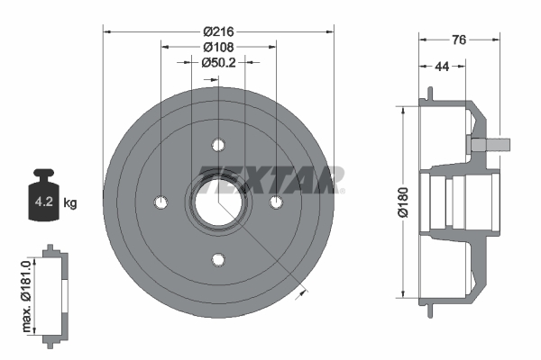 Tambur frana 94012900 TEXTAR