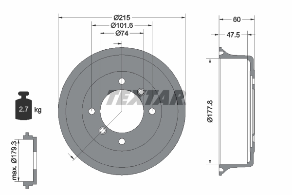 Tambur frana 94017100 TEXTAR