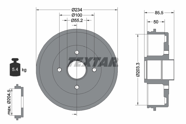 Tambur frana 94019600 TEXTAR