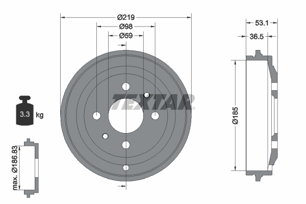 Tambur frana 94020000 TEXTAR