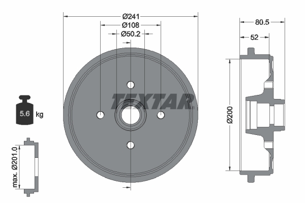 Tambur frana 94020500 TEXTAR