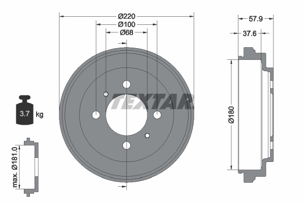 Tambur frana 94020900 TEXTAR