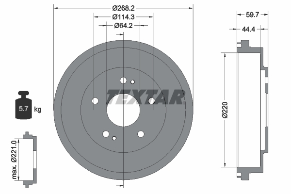 Tambur frana 94023000 TEXTAR
