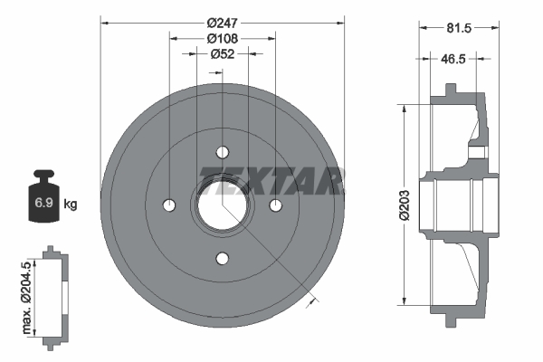 Tambur frana 94024900 TEXTAR