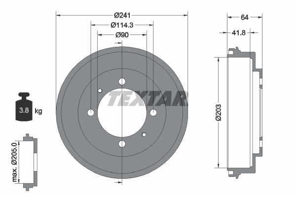 Tambur frana 94030100 TEXTAR