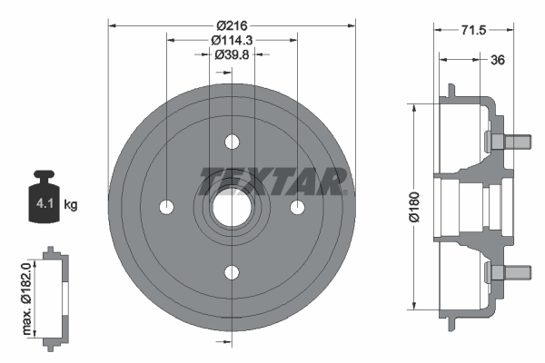 Tambur frana 94030200 TEXTAR