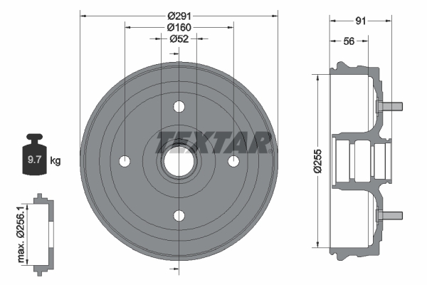 Tambur frana 94030800 TEXTAR