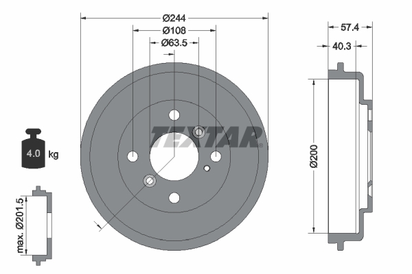 Tambur frana 94031900 TEXTAR