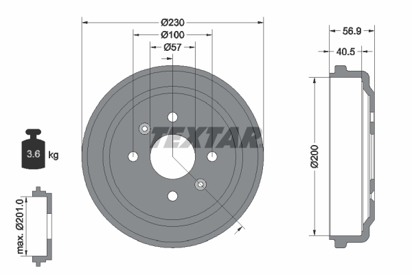 Tambur frana 94032100 TEXTAR