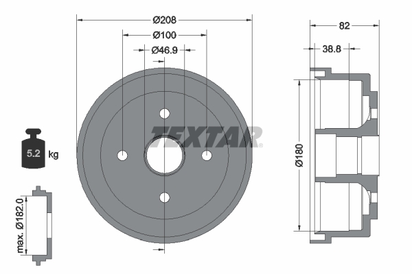 Tambur frana 94032400 TEXTAR