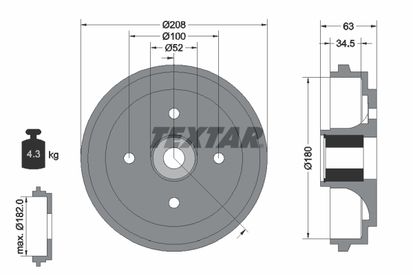 Tambur frana 94032500 TEXTAR
