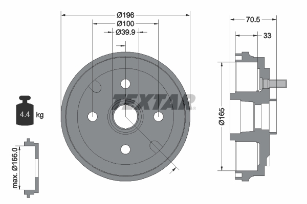 Tambur frana 94033900 TEXTAR