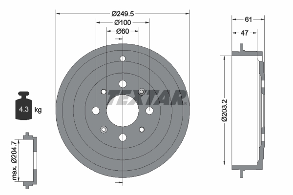 Tambur frana 94034100 TEXTAR