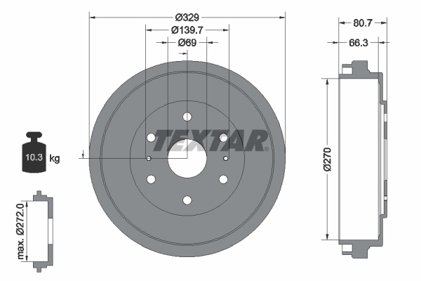 Tambur frana 94034200 TEXTAR