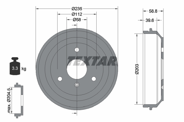 Tambur frana 94035600 TEXTAR